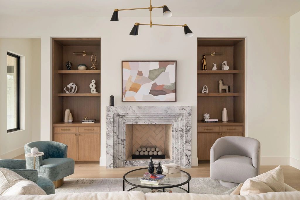 Living room with fireplace — Select Custom Home