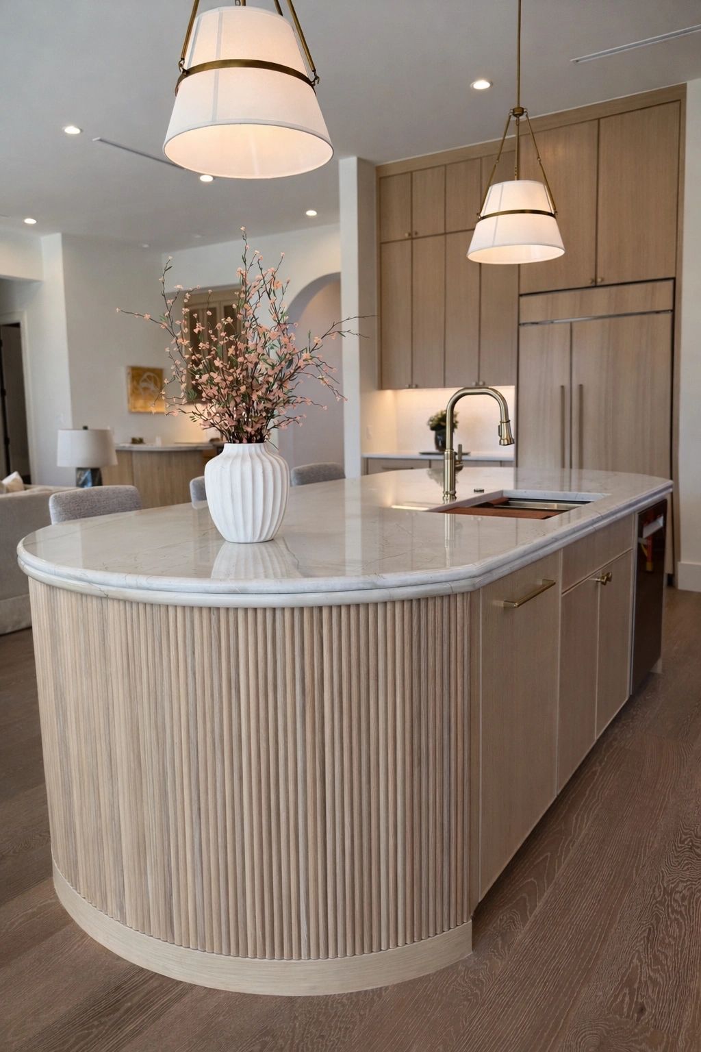 Curved kitchen island and bar — Select Custom Home