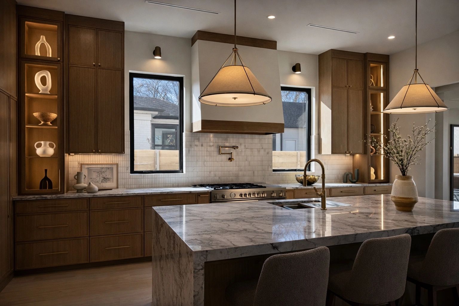 Kitchen with waterfall island — Select Custom Home