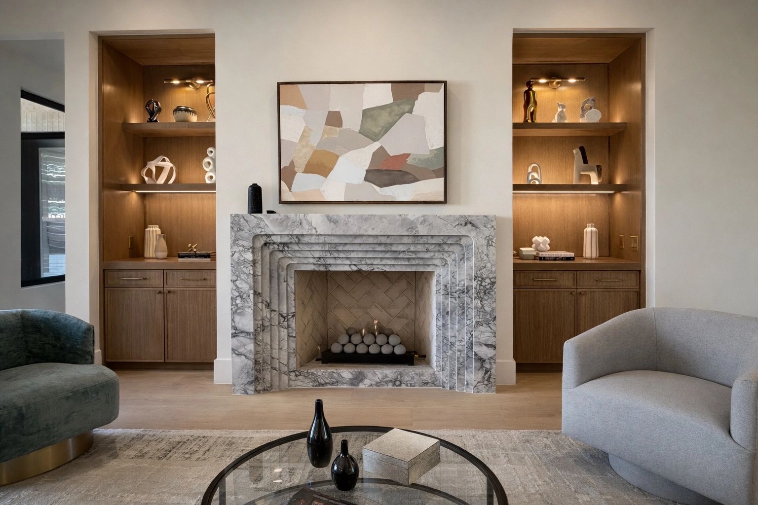 Living room fireplace — Select Custom Home